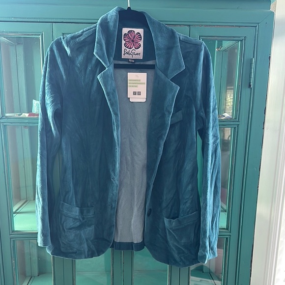 Chic Teal Women's Velvet Blazer by Lesley Evers - Picture 2 of 7